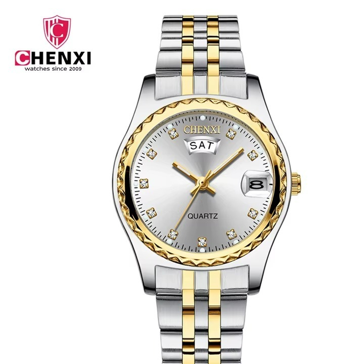 ساعت مچی زنانه چنکسی مدل CHENXI 8204 ترکیبی نقره ای