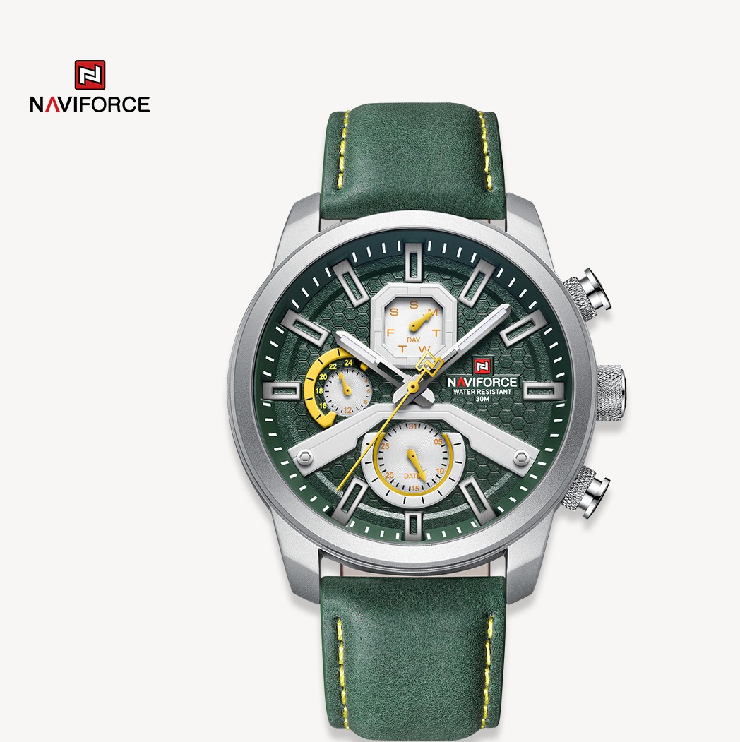 ساعت مچی مردانه نیوی فورس مدل naviforce 9211 چرم سبز