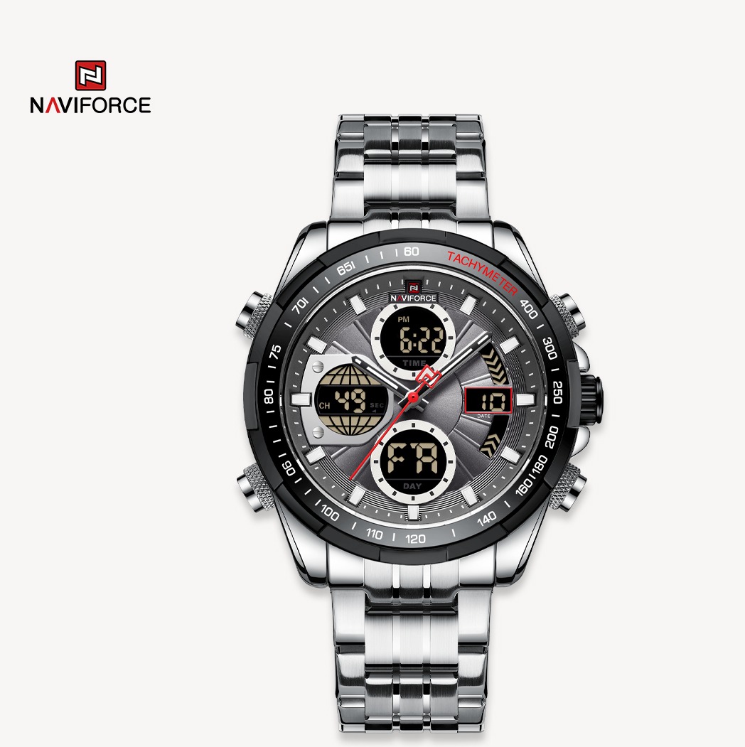 ساعت مچی مردانه نیوی فورس استیل مدل Naviforce 9197 نقره ای مشکی