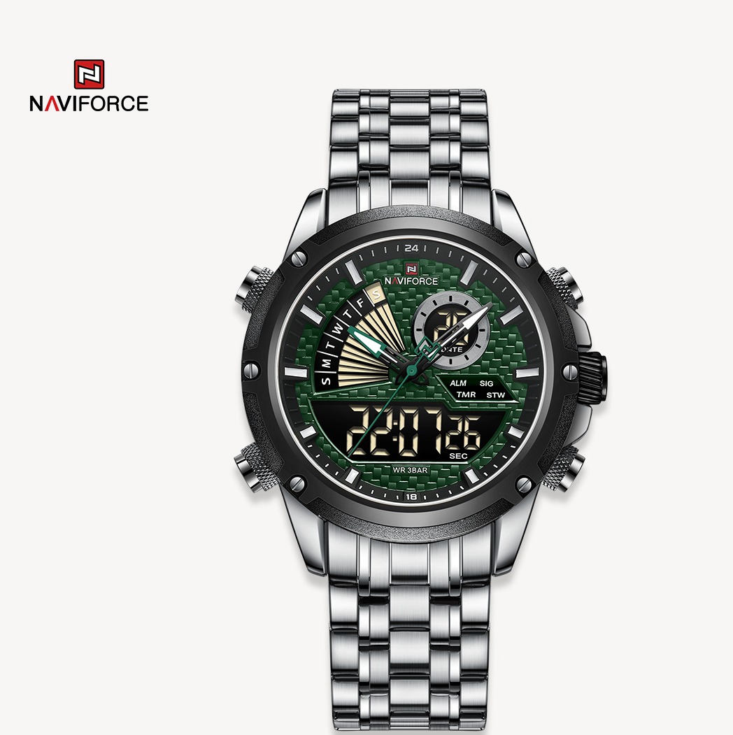ساعت مچی مردانه نیوی فورس مدل naviforce 9205 نقره ای سبز