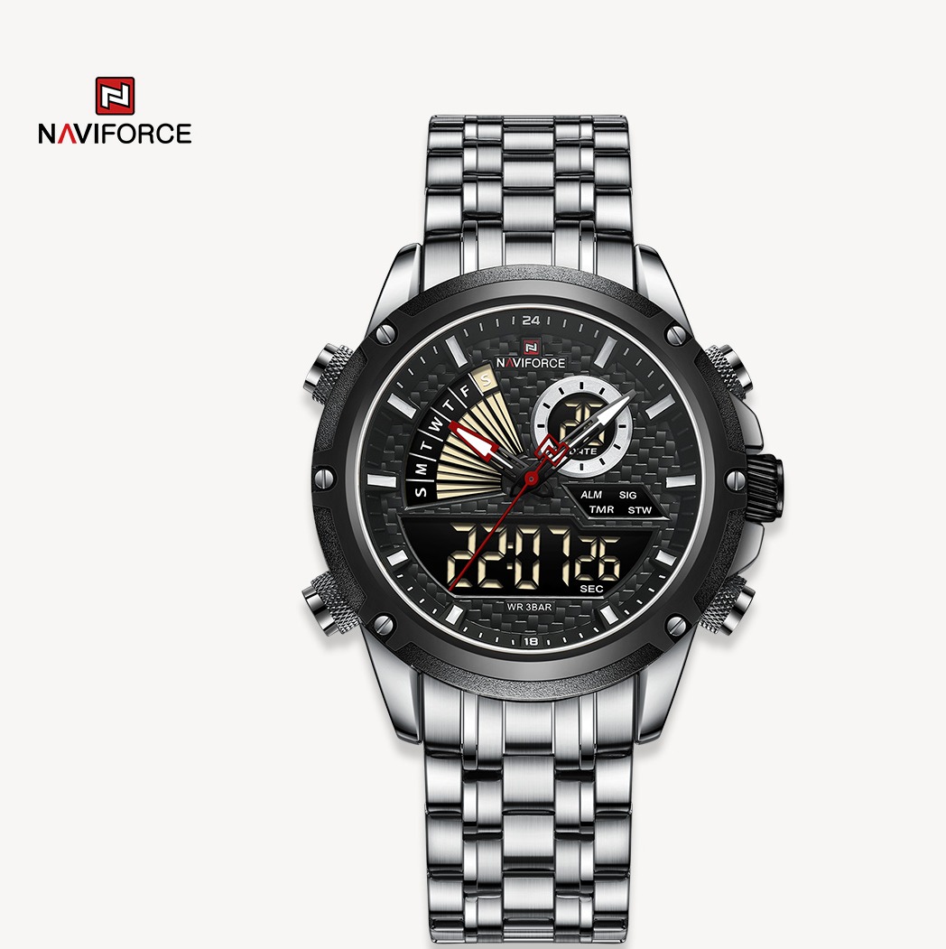 ساعت مچی مردانه نیوی فورس مدل naviforce نقره ای مشکی