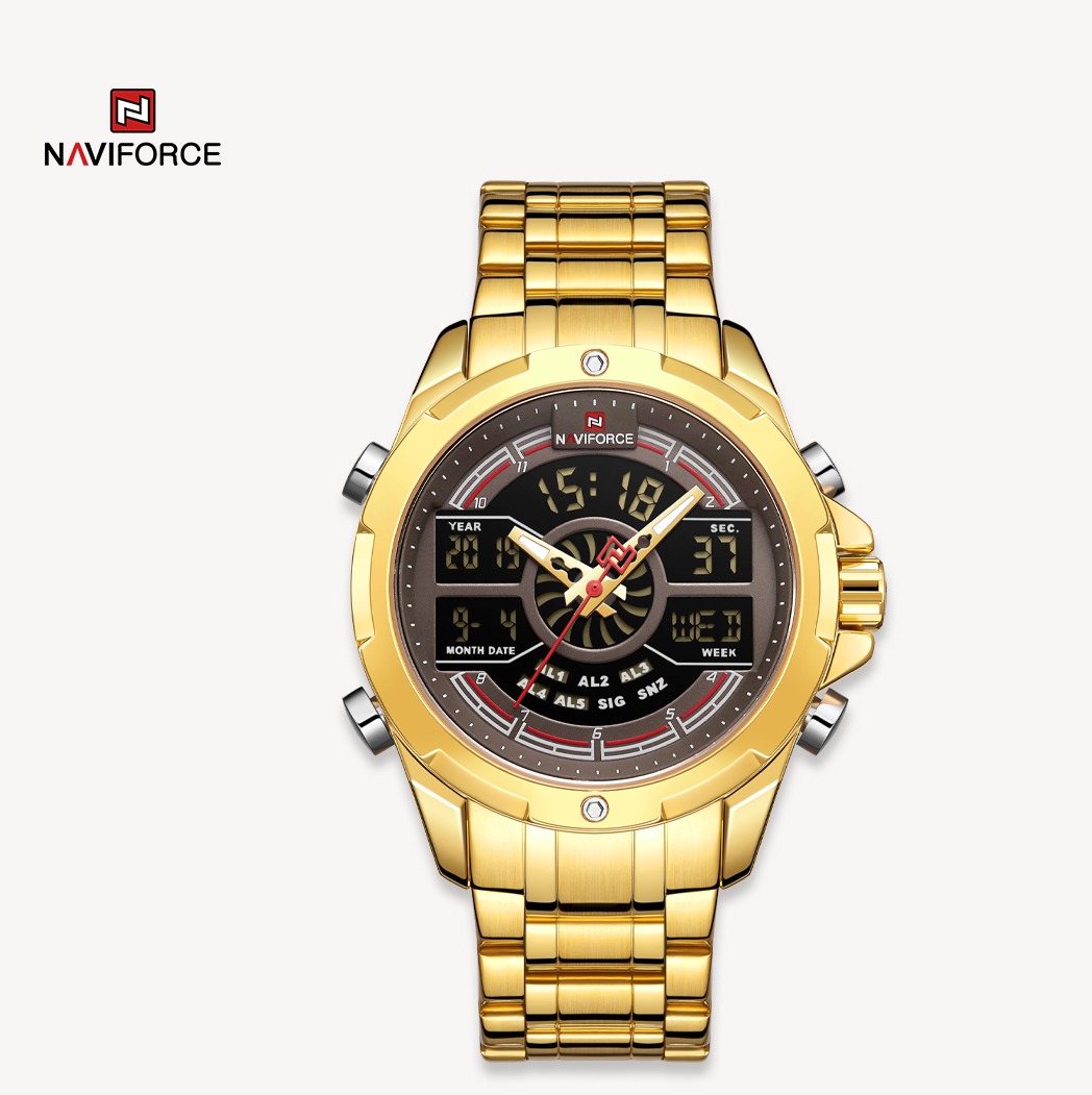 ساعت مچی مردانه نیوی فورس مدل naviforce 9170 طلایی