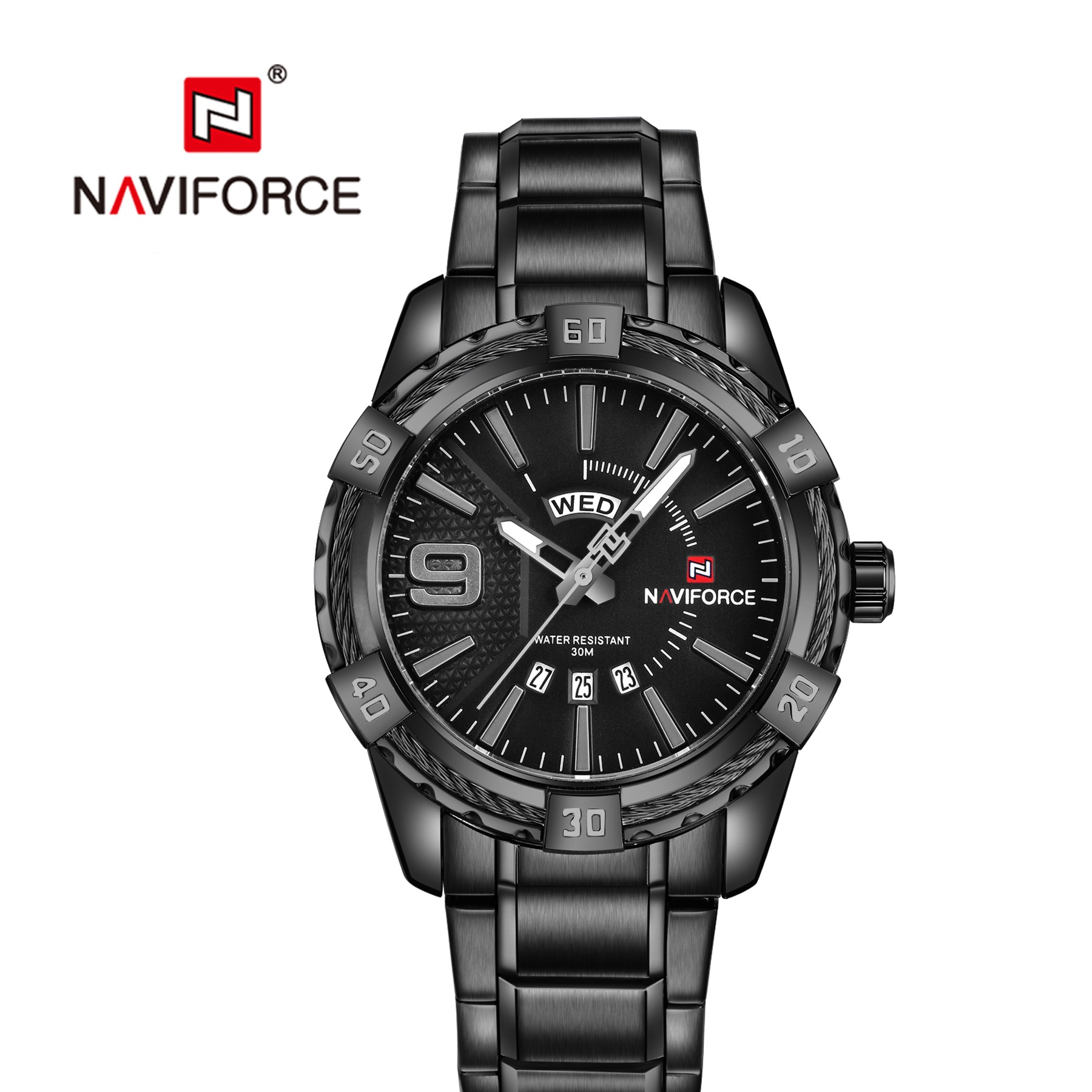 ساعت مچی مردانه نیوی فورس استیل مدل naviforce 9117 مشکی