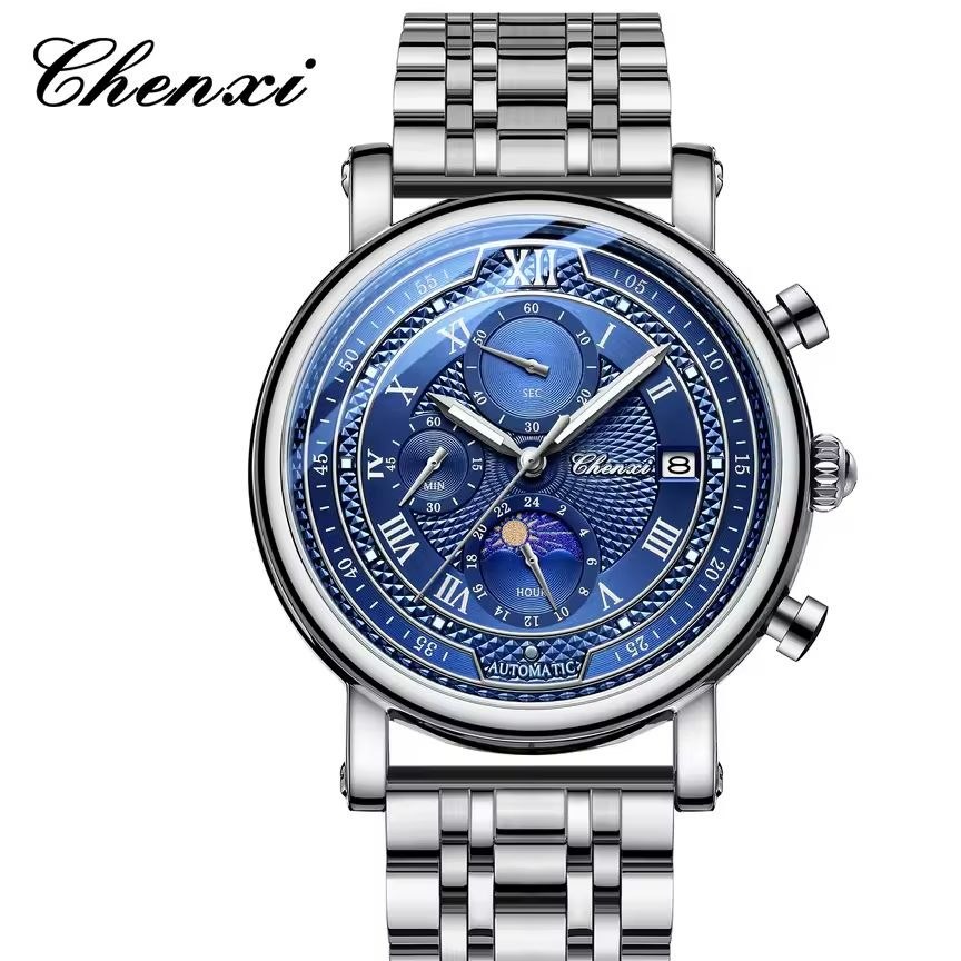 ساعت مچی مردانه چنکسی مدل CHENXI 976 نقره ای آبی استیل