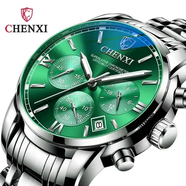 ساعت مچی مردانه چنکسی مدل CHENXI 911 نقره ای سبز