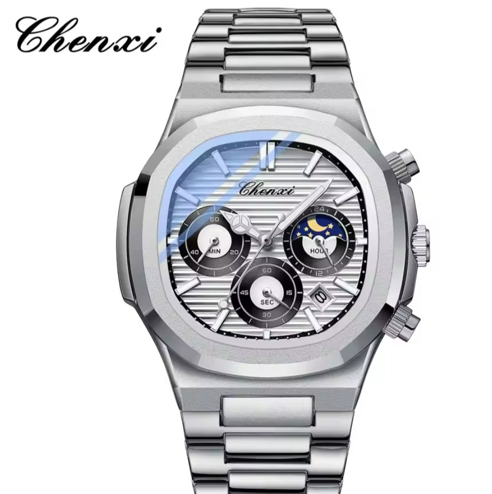 ساعت مچی مردانه استیل چنکسی مدل CHENXI 922 نقره ای