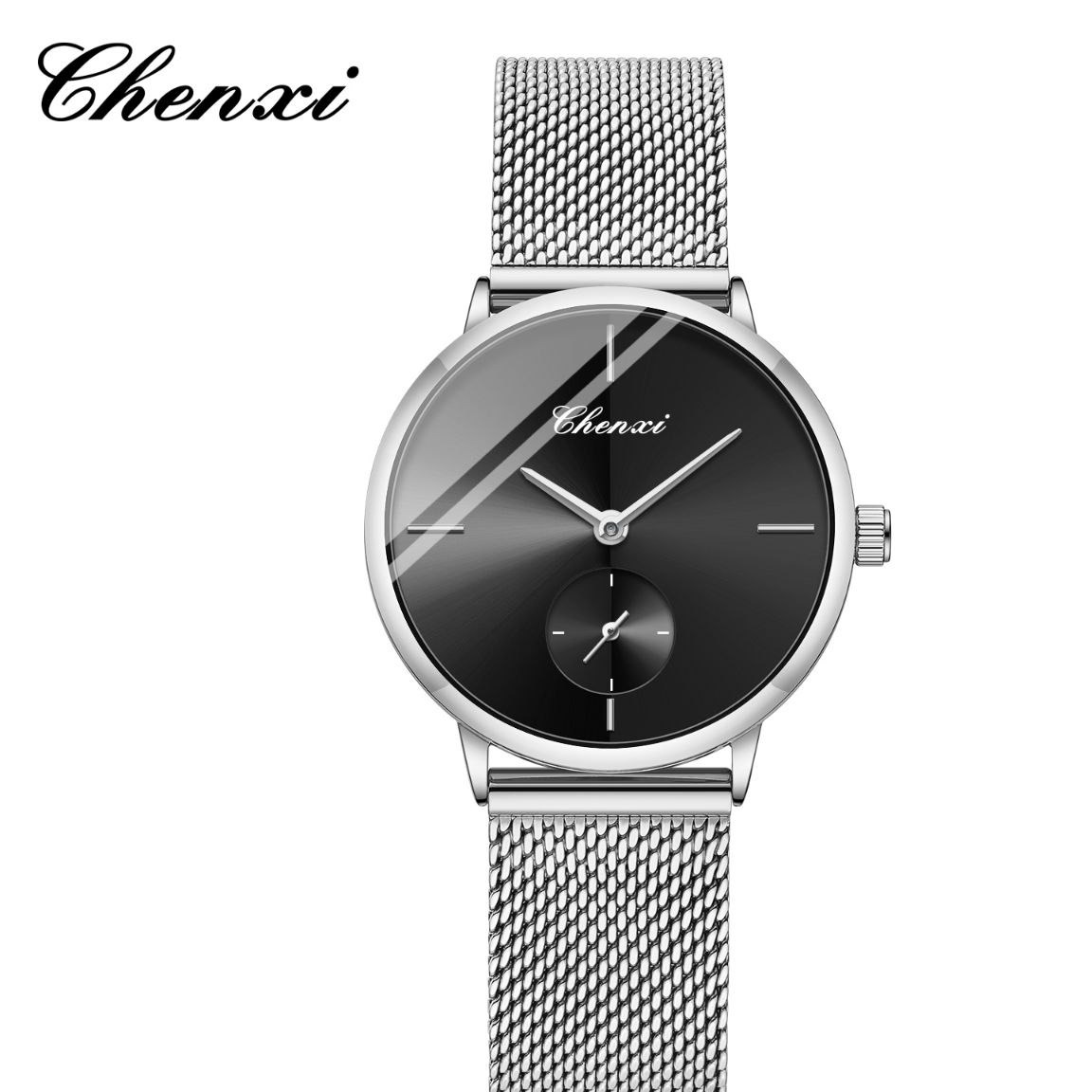 ساعت مچی زنانه چنکسی مدل CHENXI 061 نقره ای مشکی