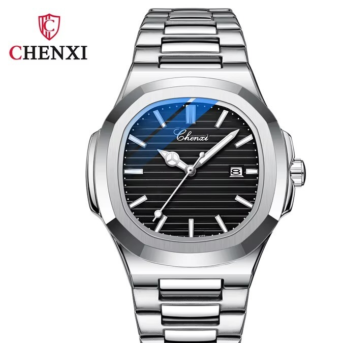 ساعت مچی مردانه چنکسی مدل CHENXI 8222 نقره ای مشکی