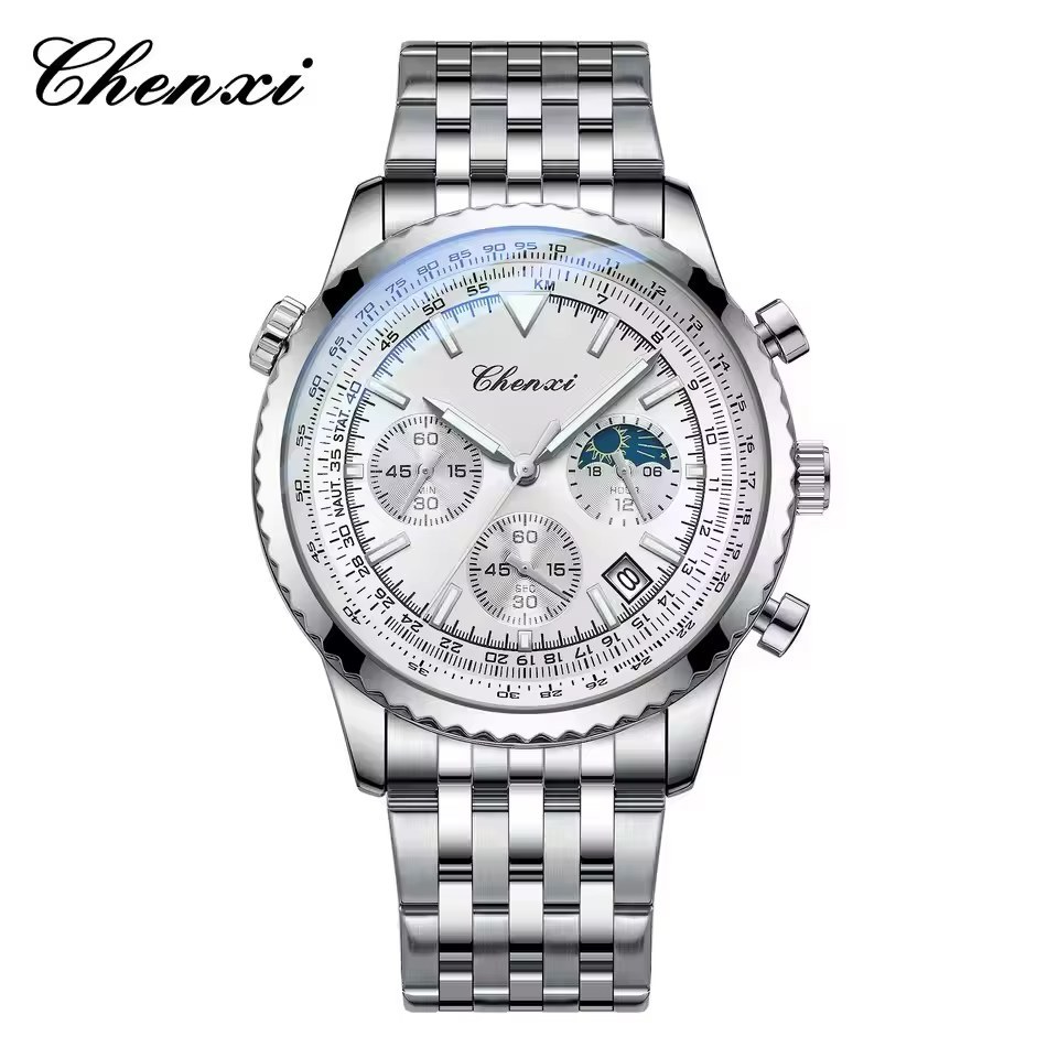 ساعت مردانه چنکسی CHENXI 928 نقره ای سفید استیل