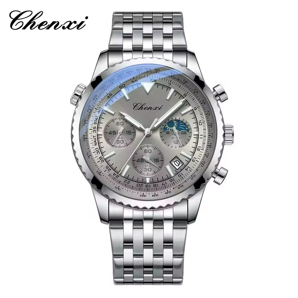 ساعت مردانه چنکسی CHENXI 928 نقره ای خاکستری استیل