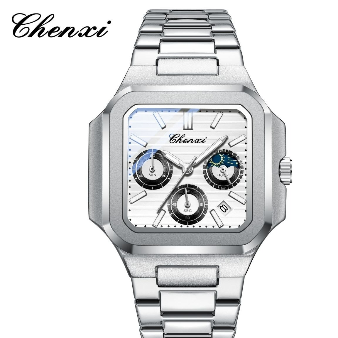 ساعت مچی استیل مردانه چنکسی CHENXI 966 نقره ای