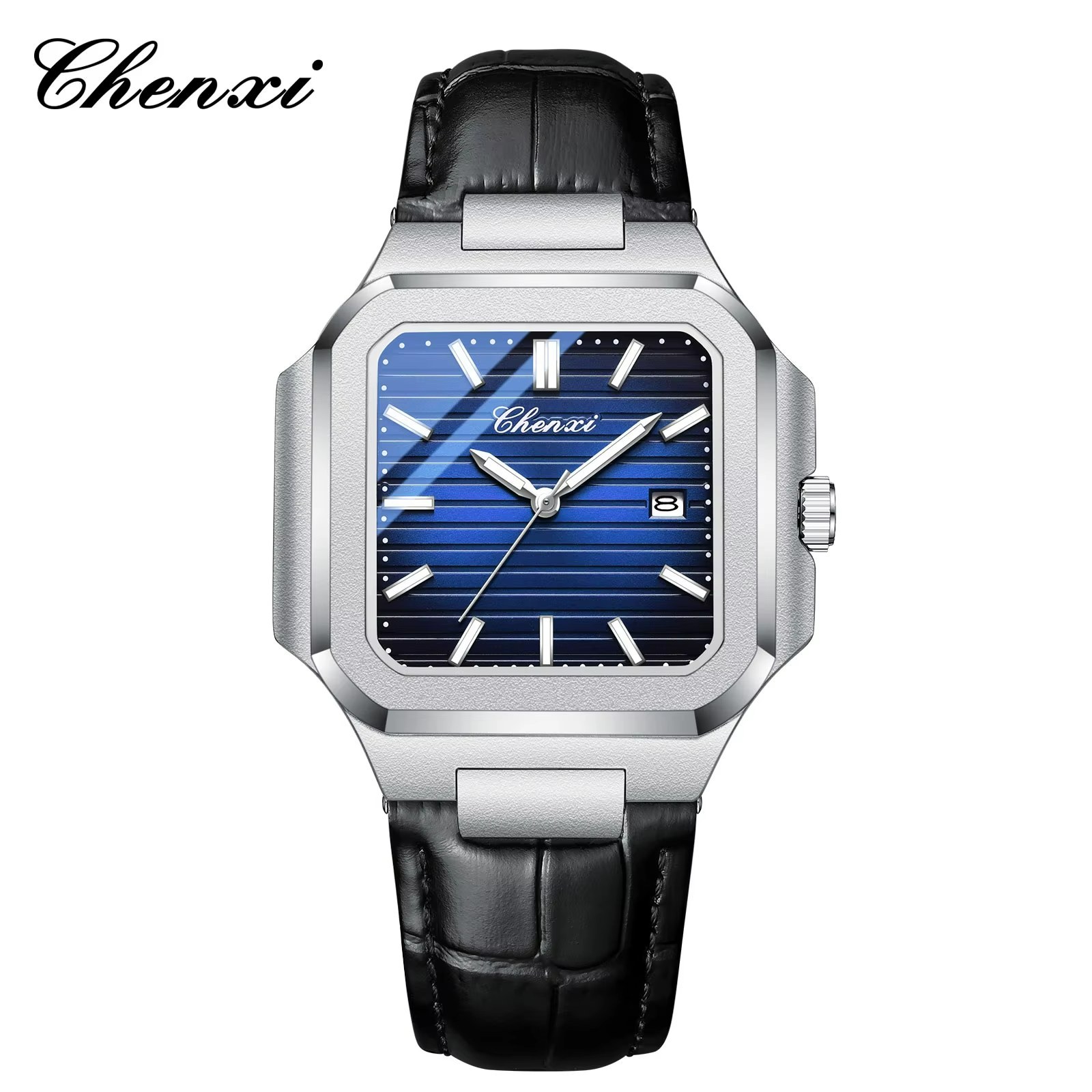 ساعت مچی مردانه چنکسی مدل CHENXI 8266 آبی چرم