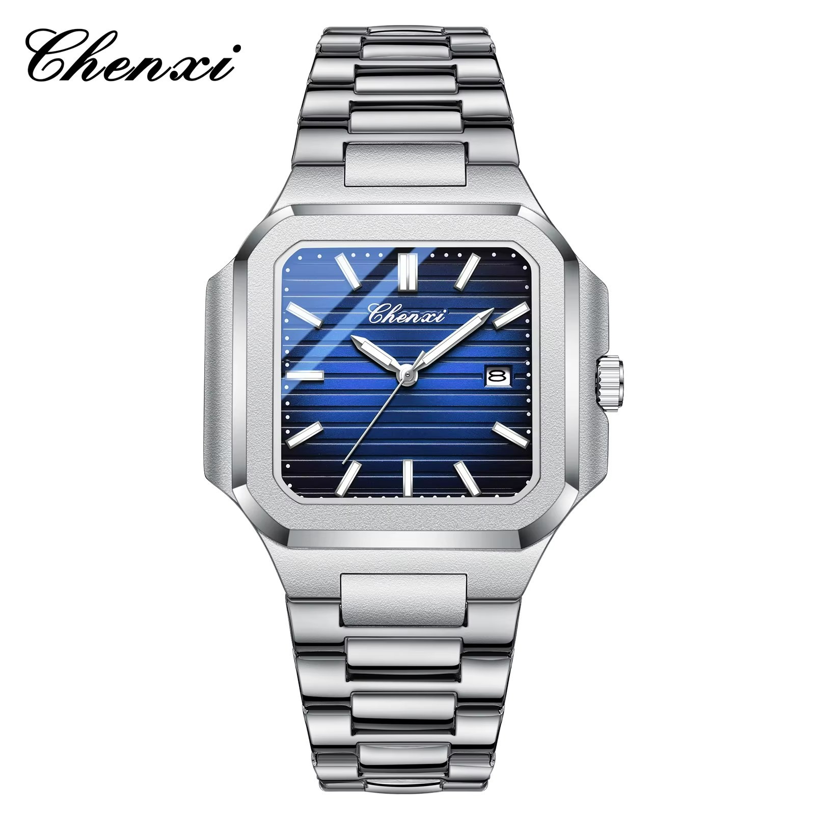 ساعت مچی مردانه چنکسی مدل CHENXI 8266 نقره ای آبی استیل