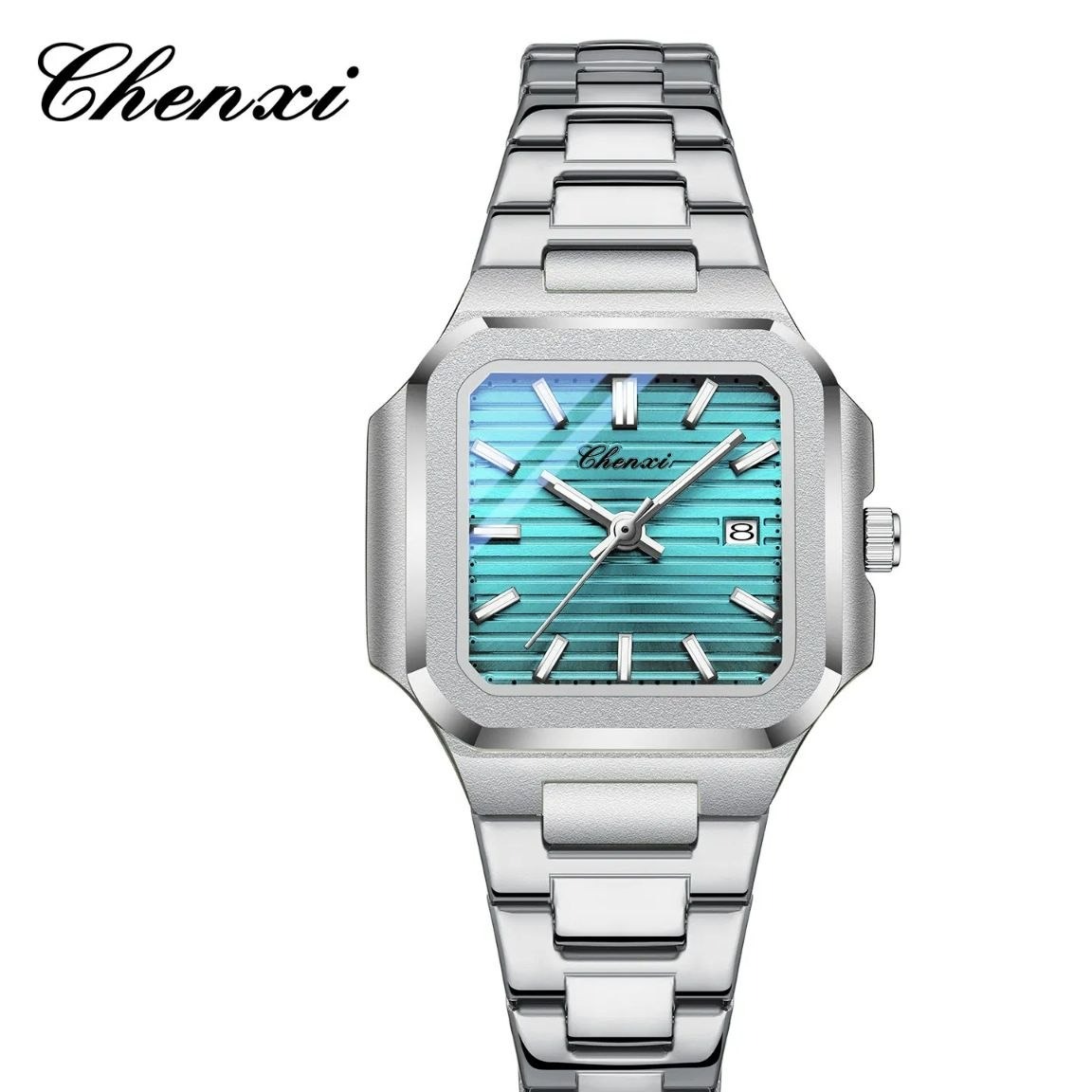 ساعت مچی زنانه چنکسی CHENXI 8266 نقره ای ابی روشن