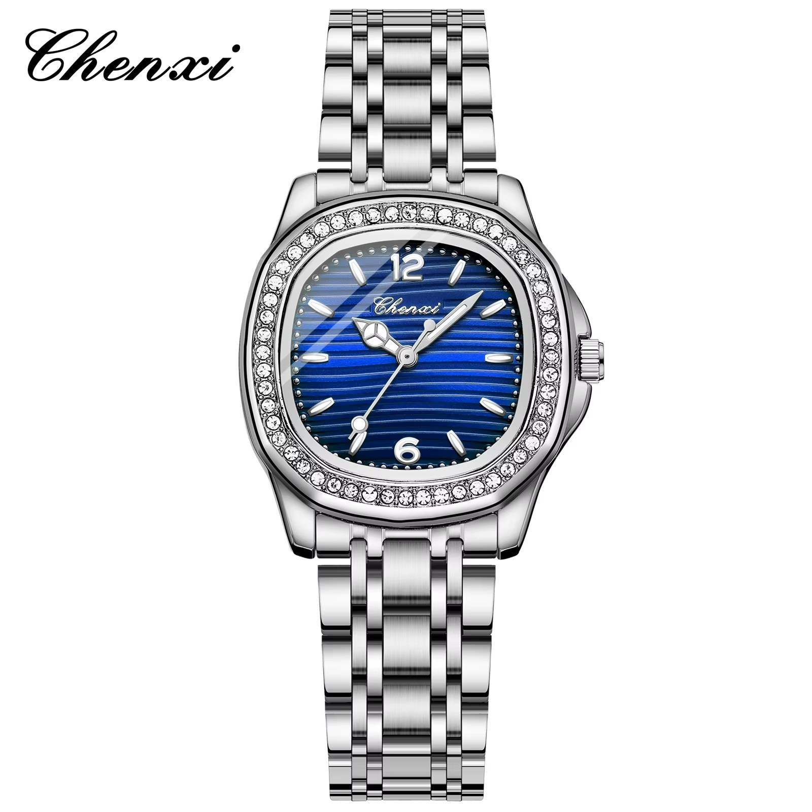 ساعت مچی زنانه چنکسی CHENXI 322 نقره ای آبی تیره