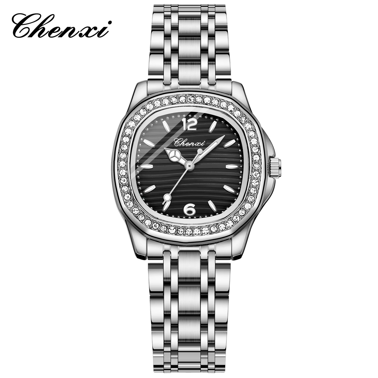 ساعت مچی زنانه چنکسی CHENXI 322 نقره ای مشکی