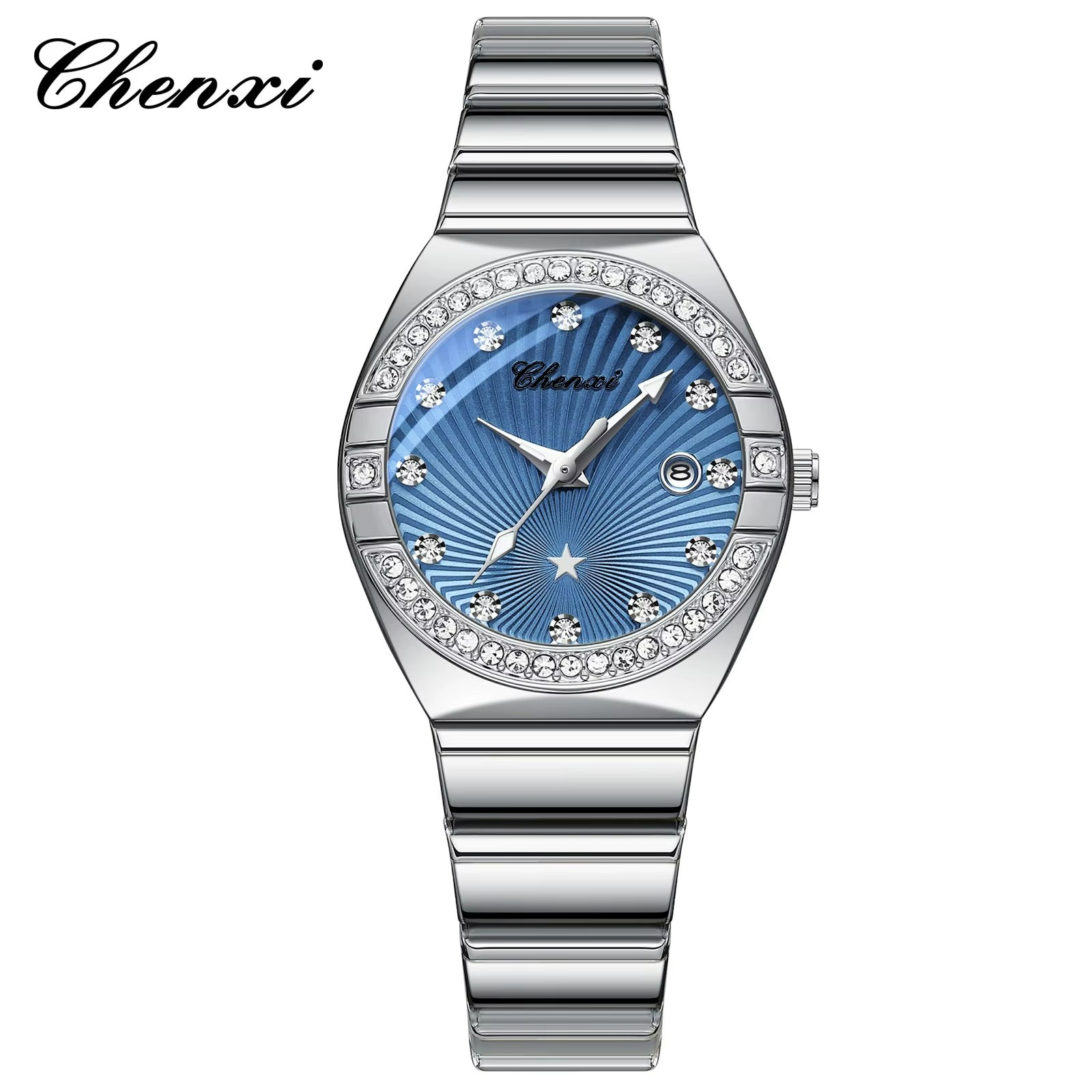 ساعت مچی زنانه چنکسی CHENXI 340 نقره ای آبی