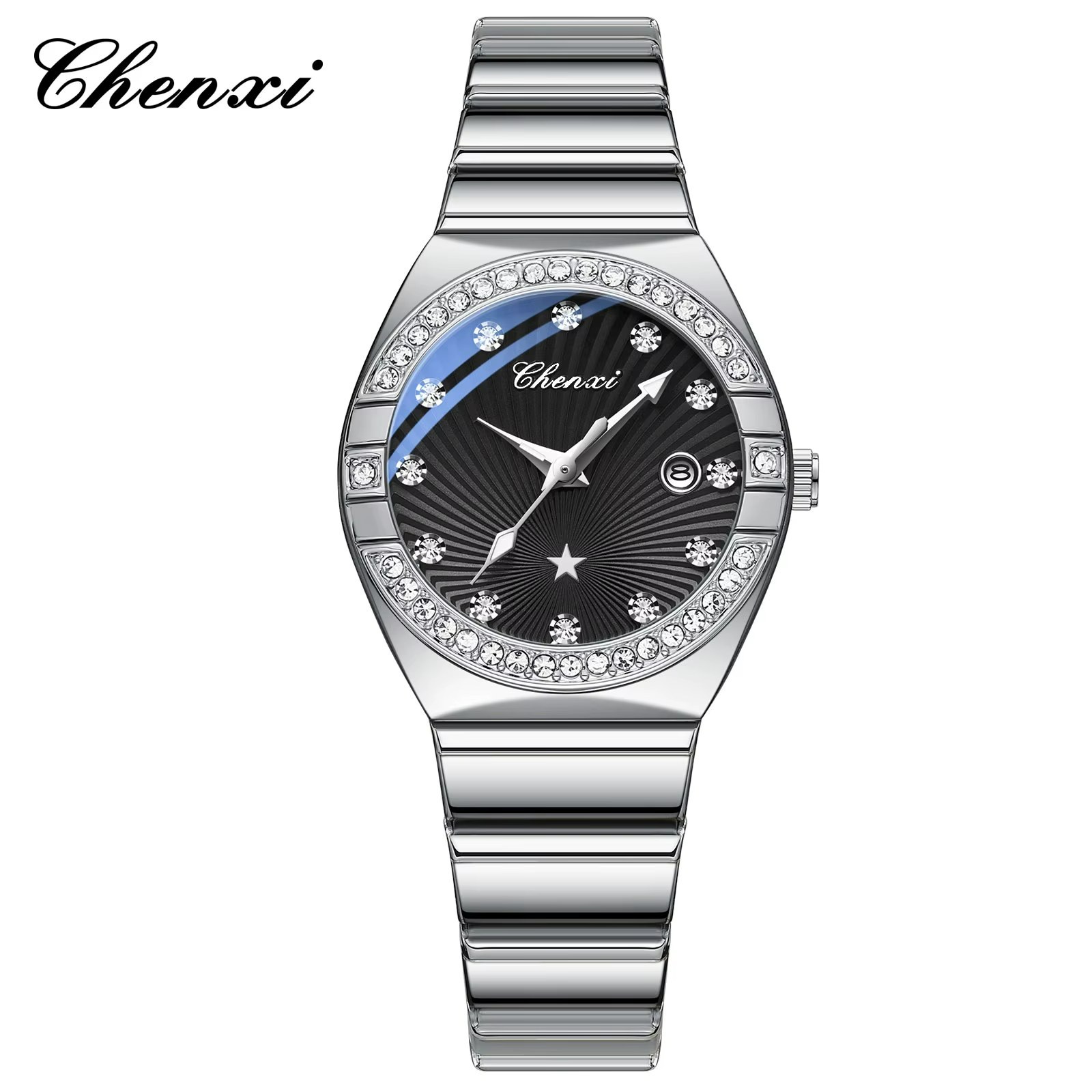 ساعت مچی زنانه چنکسی CHENXI 340 نقره ای مشکی