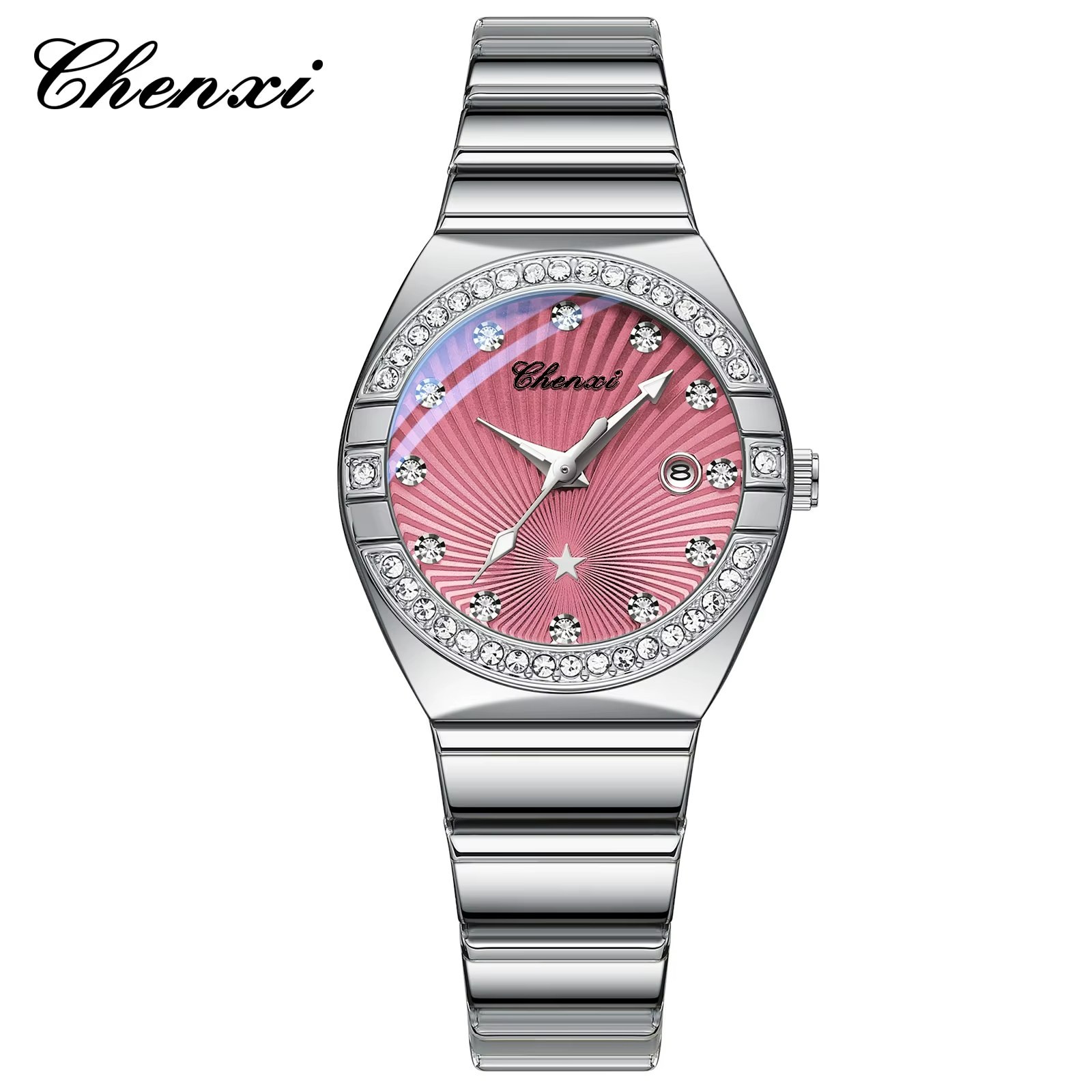 ساعت مچی زنانه چنکسی CHENXI 340 نقره ای صورتی