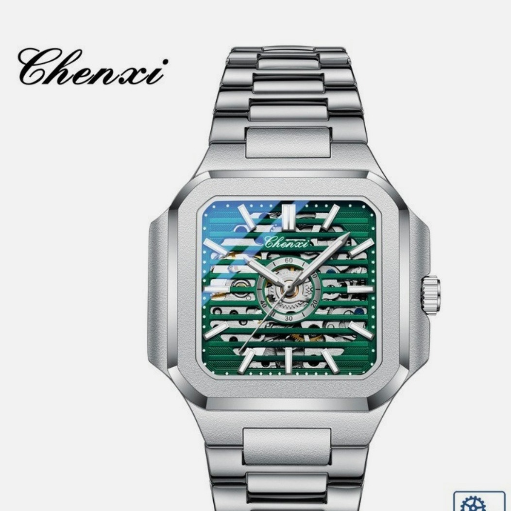 ساعت مچی مردانه چنکسی مدل CHENXI 8866 نقره ای سبز
