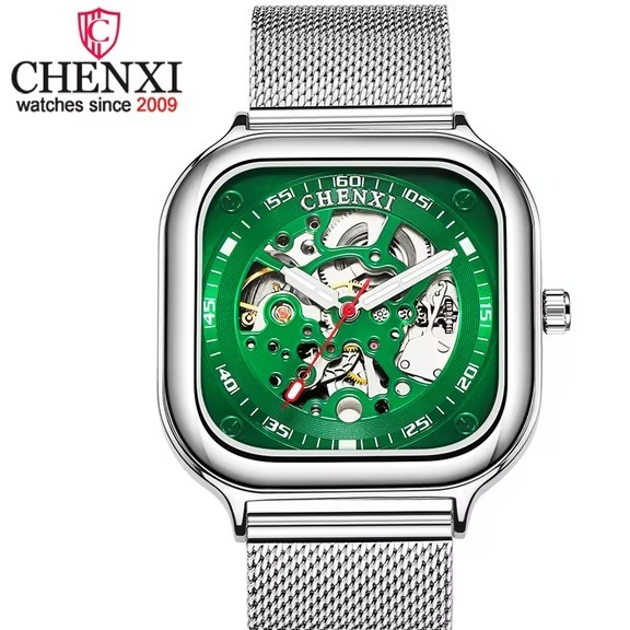 ساعت مچی مردانه استیل چنکسی مدل CHENXI 8810 نقره ای سبز