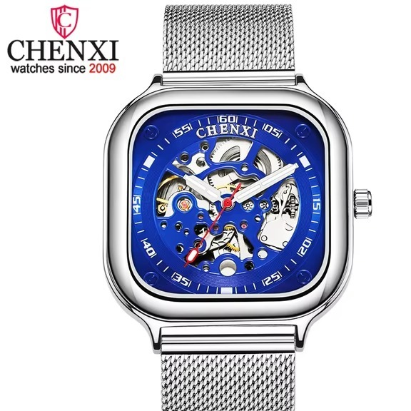 ساعت مچی مردانه استیل چنکسی مدل CHENXI 8810 نقره ای آبی