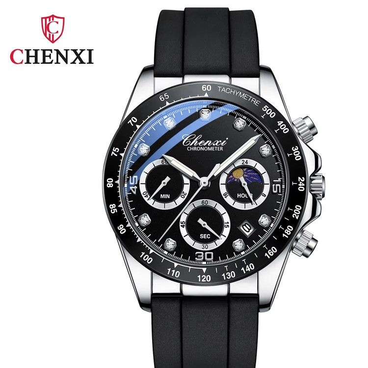 ساعت مچی مردانه چنکسی مدل CHENXI 958 نقره ای مشکی