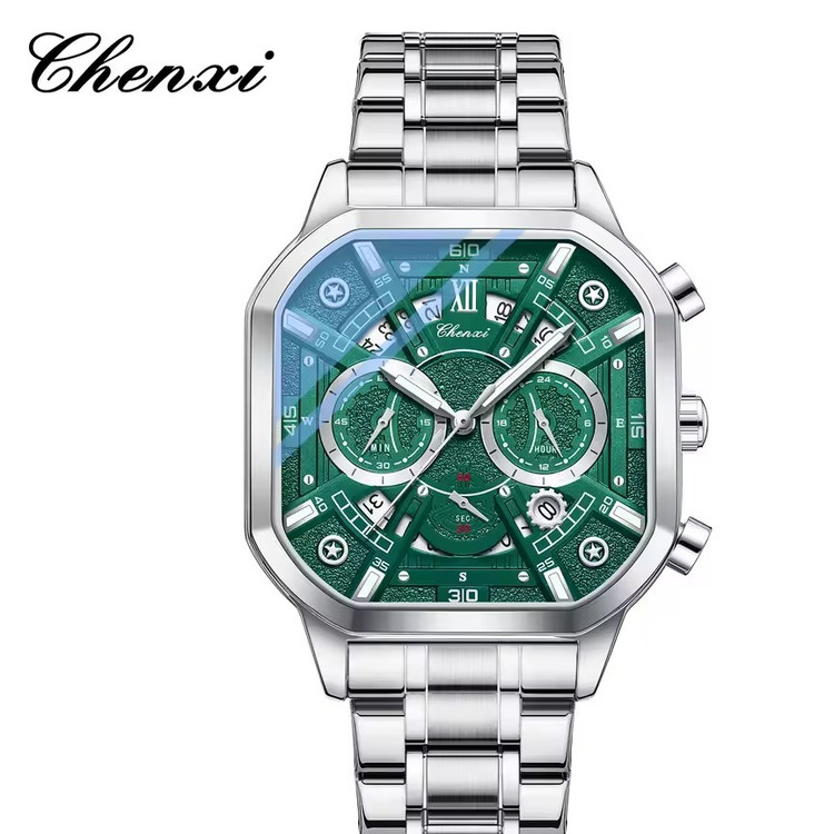 ساعت مچی مردانه چنکسی مدل CHENXI 9042 استیل نقره ای سبز