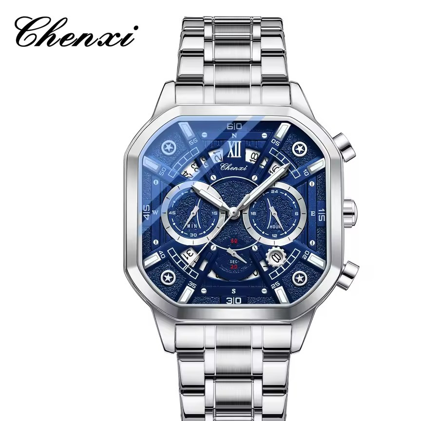 ساعت مچی مردانه چنکسی مدل CHENXI 9042 استیل نقره ای آبی