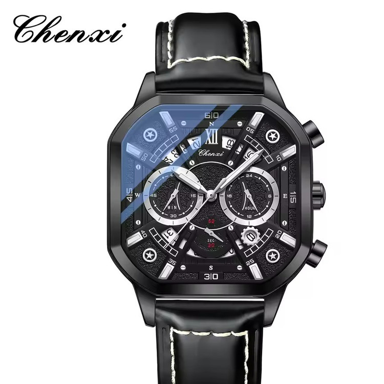 ساعت مچی مردانه چنکسی مدل CHENXI 9042 چرم مشکی