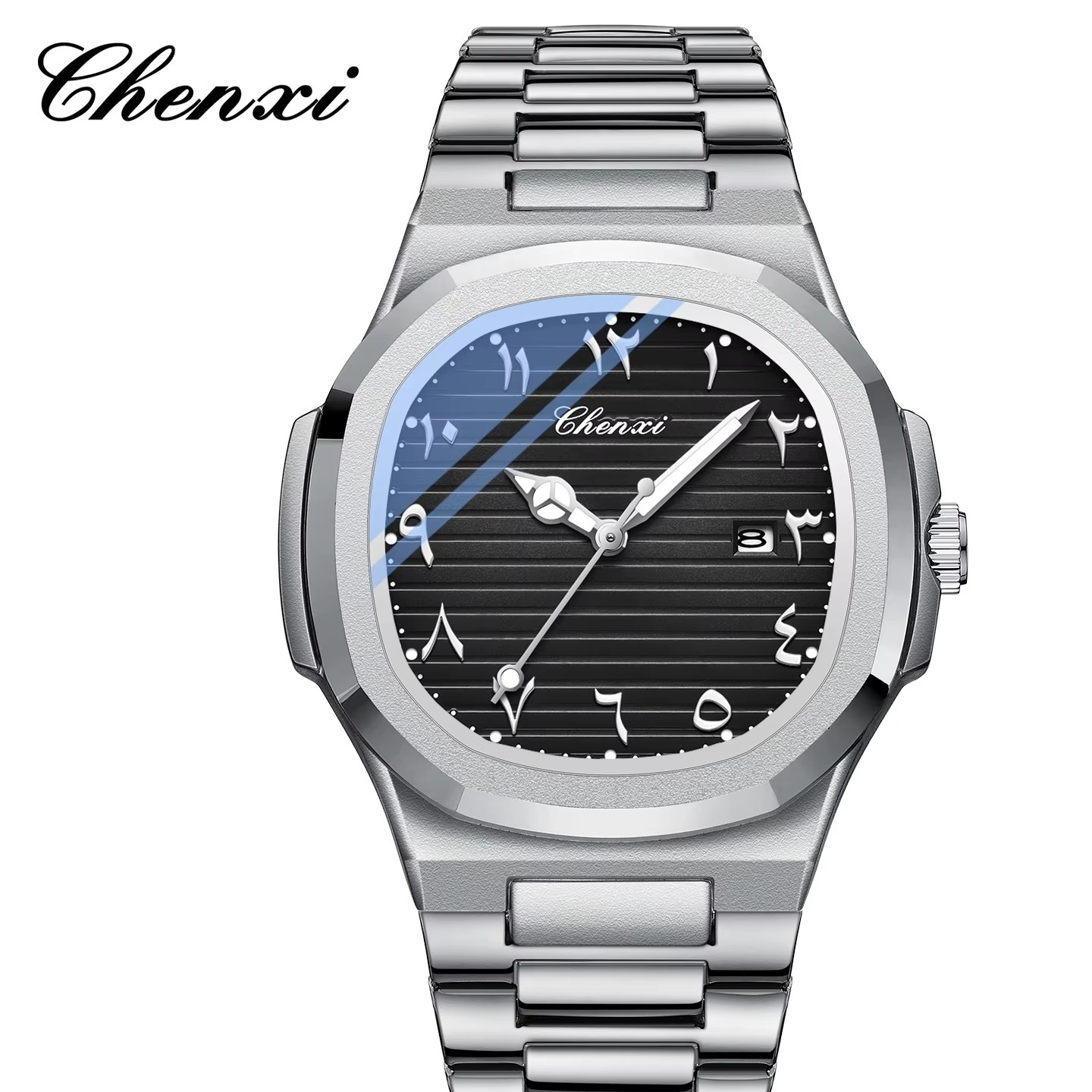 ساعت مچی مردانه چنکسی مدل CHENXI 6123 نقره ای مشکی