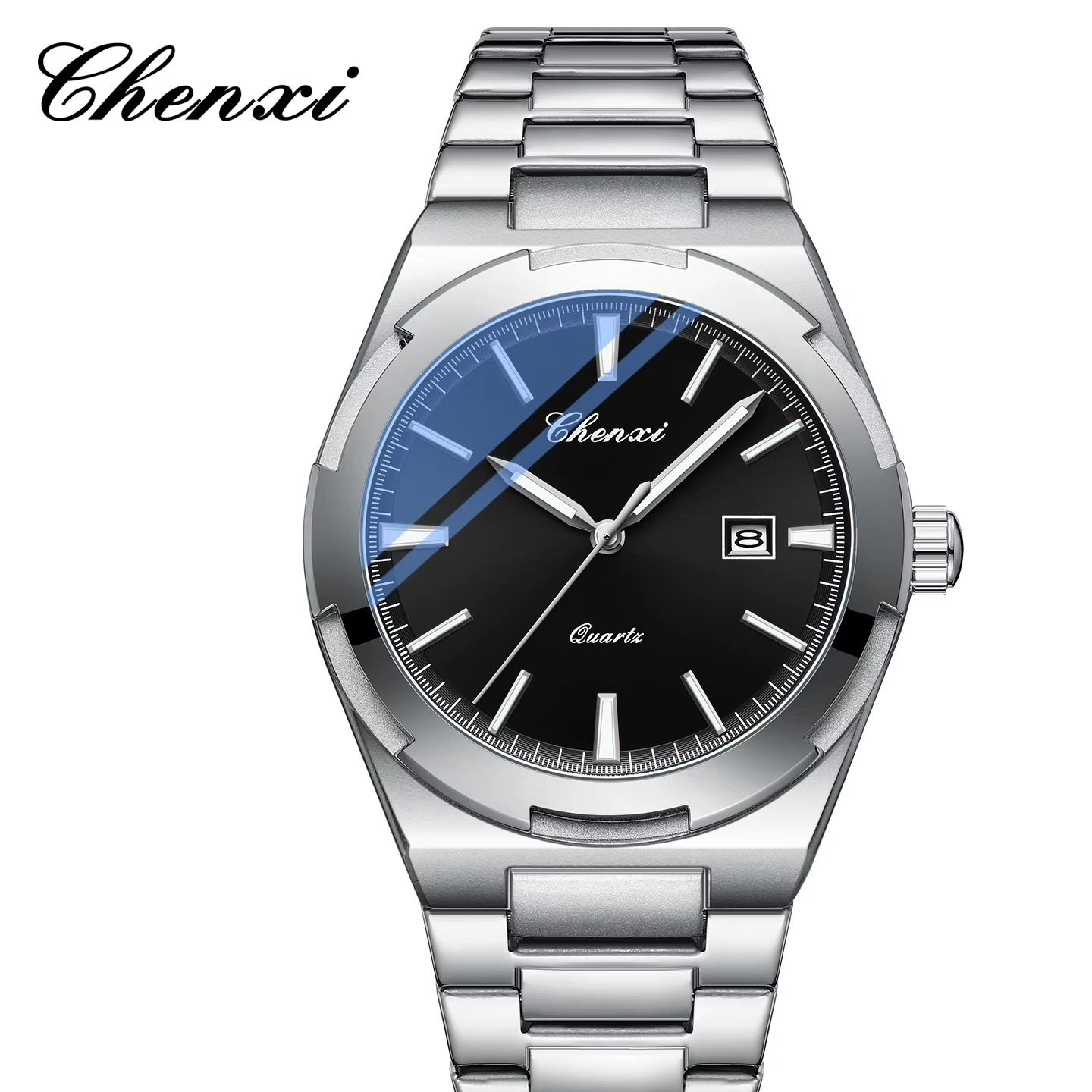 ساعت مچی مردانه چنکسی مدل CHENXI 8256 نقره ای مشکی
