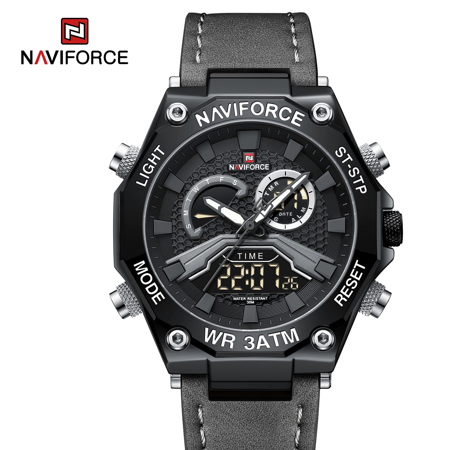 ساعت مچی مردانه نیوی فورس مدل NAVIFORCE 9220 مشکی خاکستری