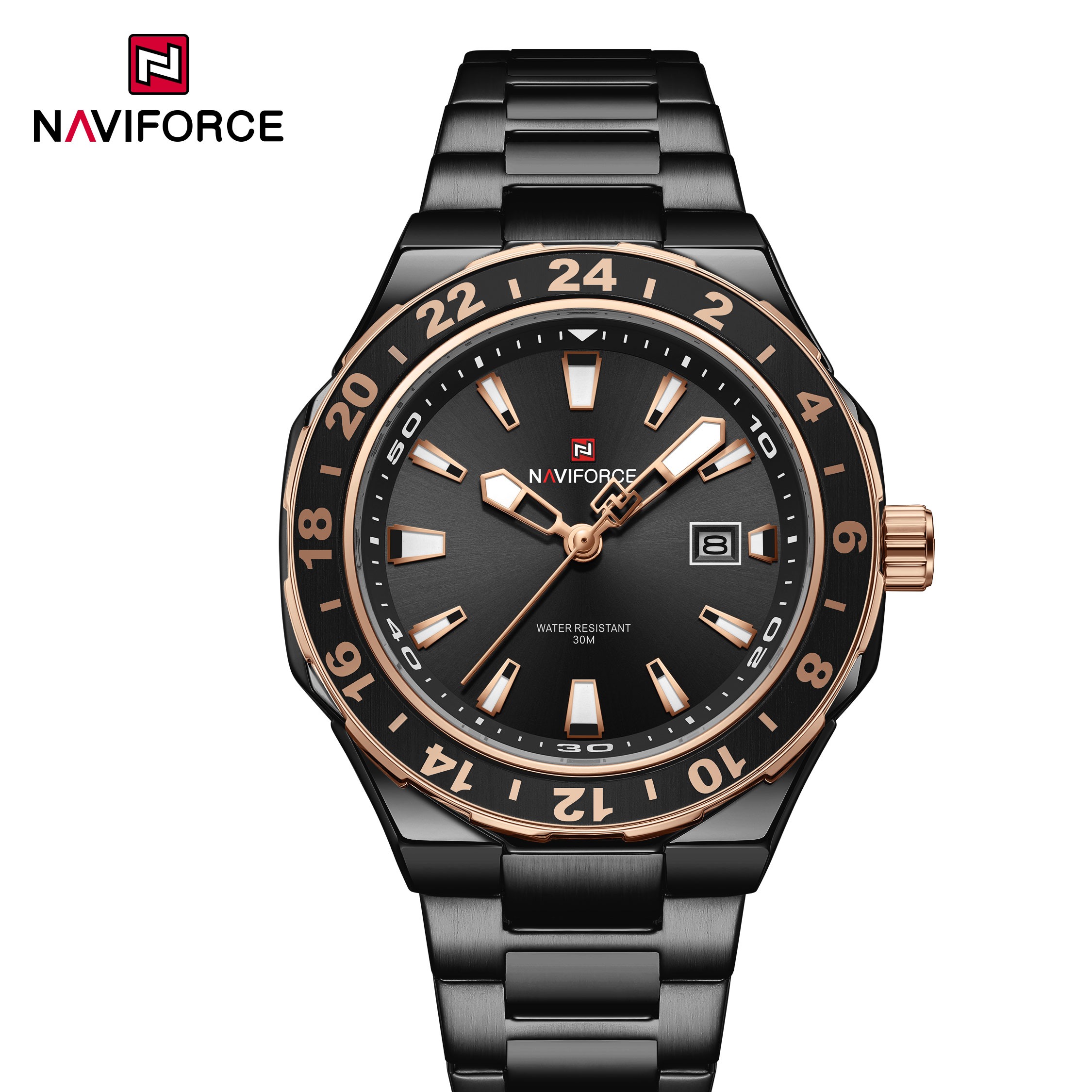 ساعت مچی مردانه نیوی فورس مدل NAVIFORCE 9249 مشکی رزگلد