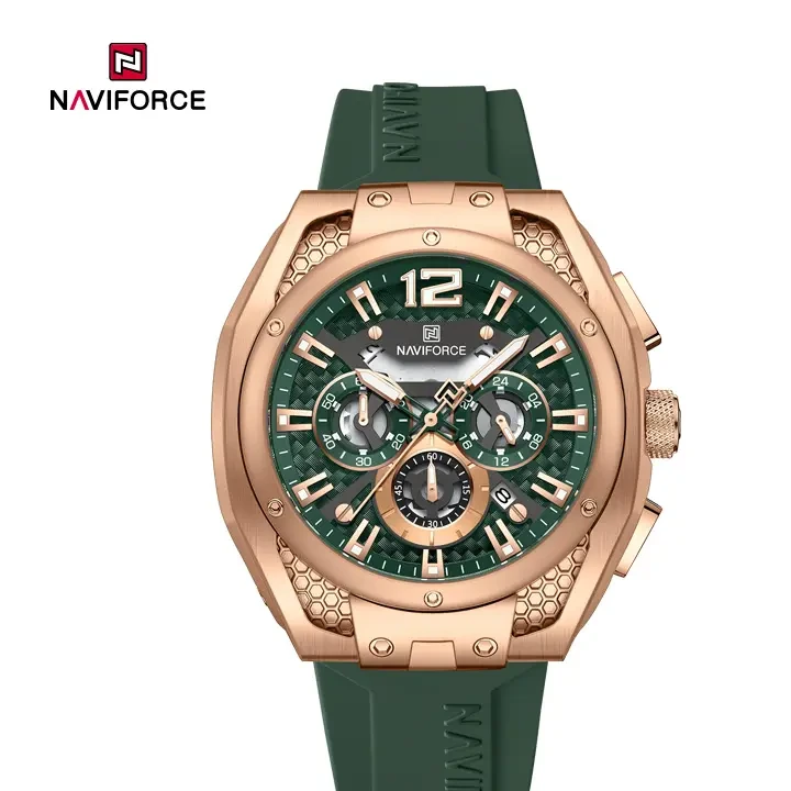 ساعت مچی مردانه نیوی فورس مدل NAVIFORCE 8063 رزگلد سبز