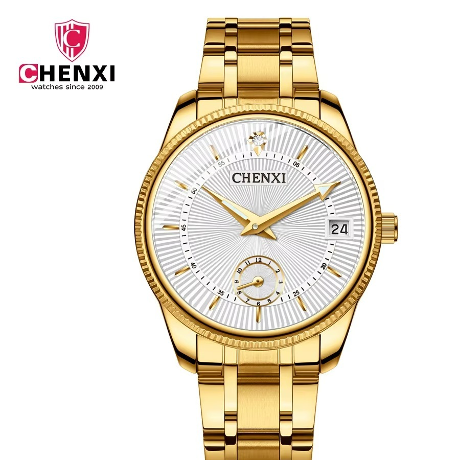 ساعت مچی زنانه چنکسی مدل CHENXI 069 طلایی صفحه سفید