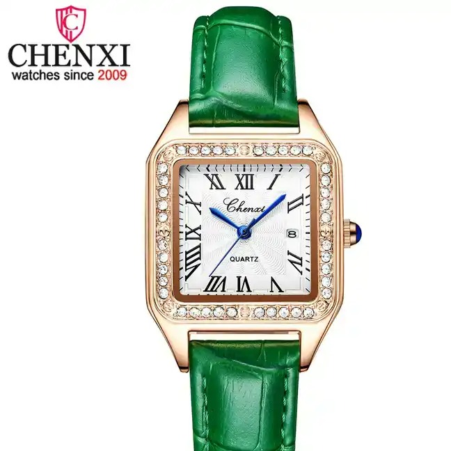 ساعت مچی زنانه چنکسی مدل CHENXI 311 چرم صفحه نقره ای