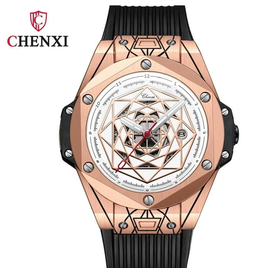 ساعت مچی مردانه چنکسی مدل CHENXI 8249 رزگلد نقره ای