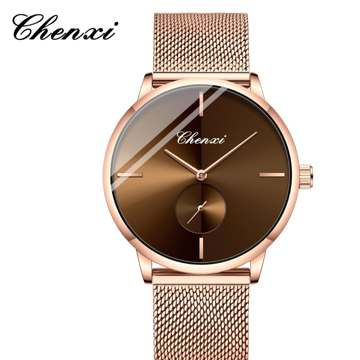 ساعت مچی مردانه چنکسی مدل CHENXI 061 رزگلد قهوه ای