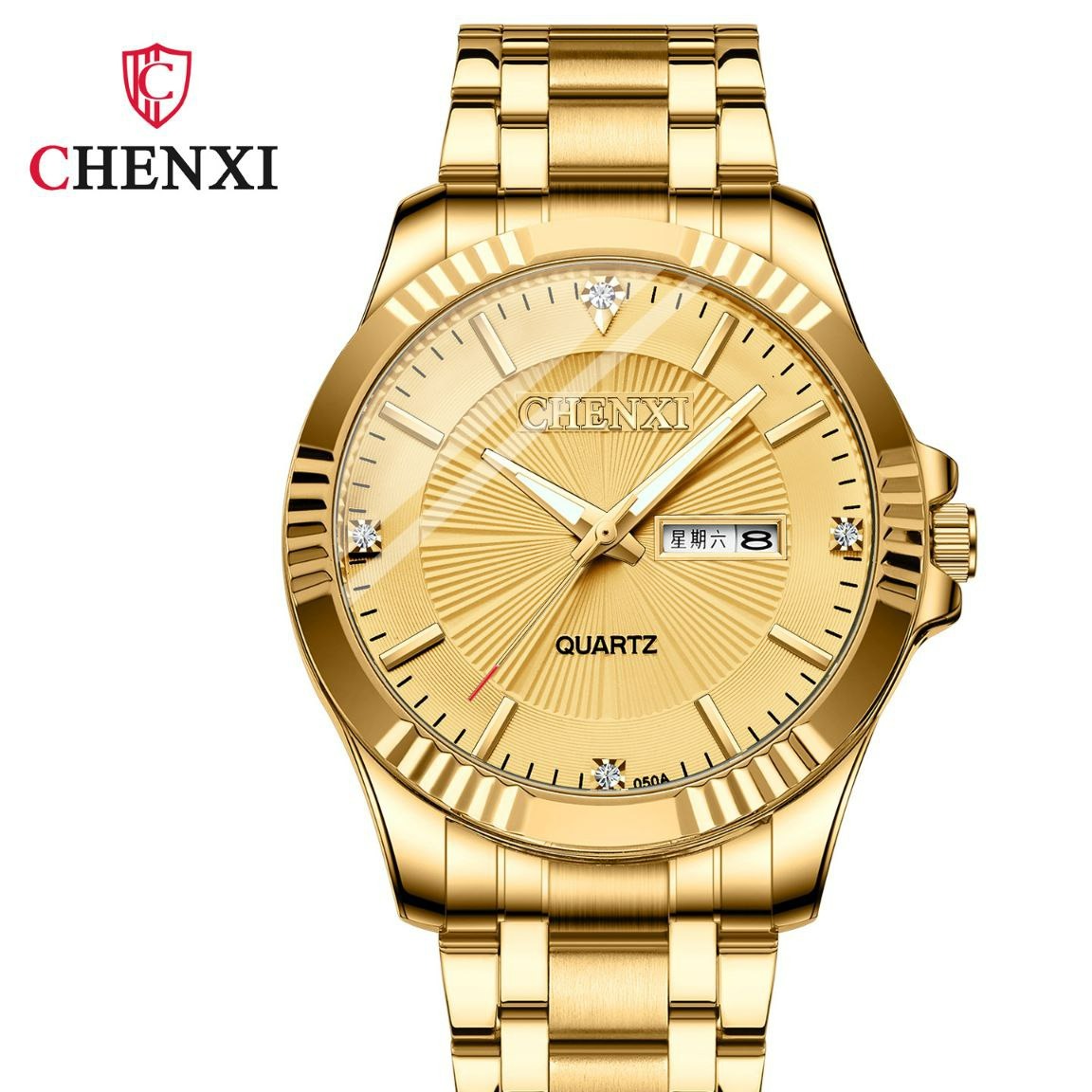 ساعت مچی مردانه چنکسی مدل CHENXI 050 طلایی