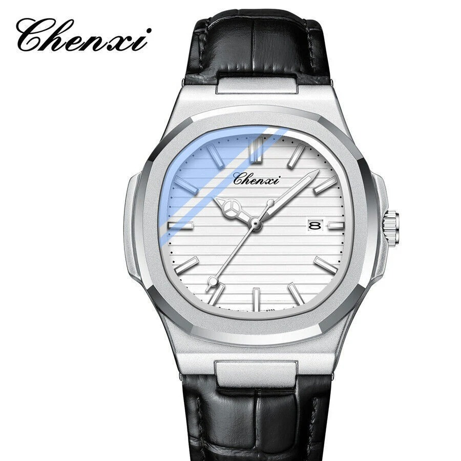 ساعت مچی مردانه چنکسی مدل CHENXI 8222 چرم نقره ای
