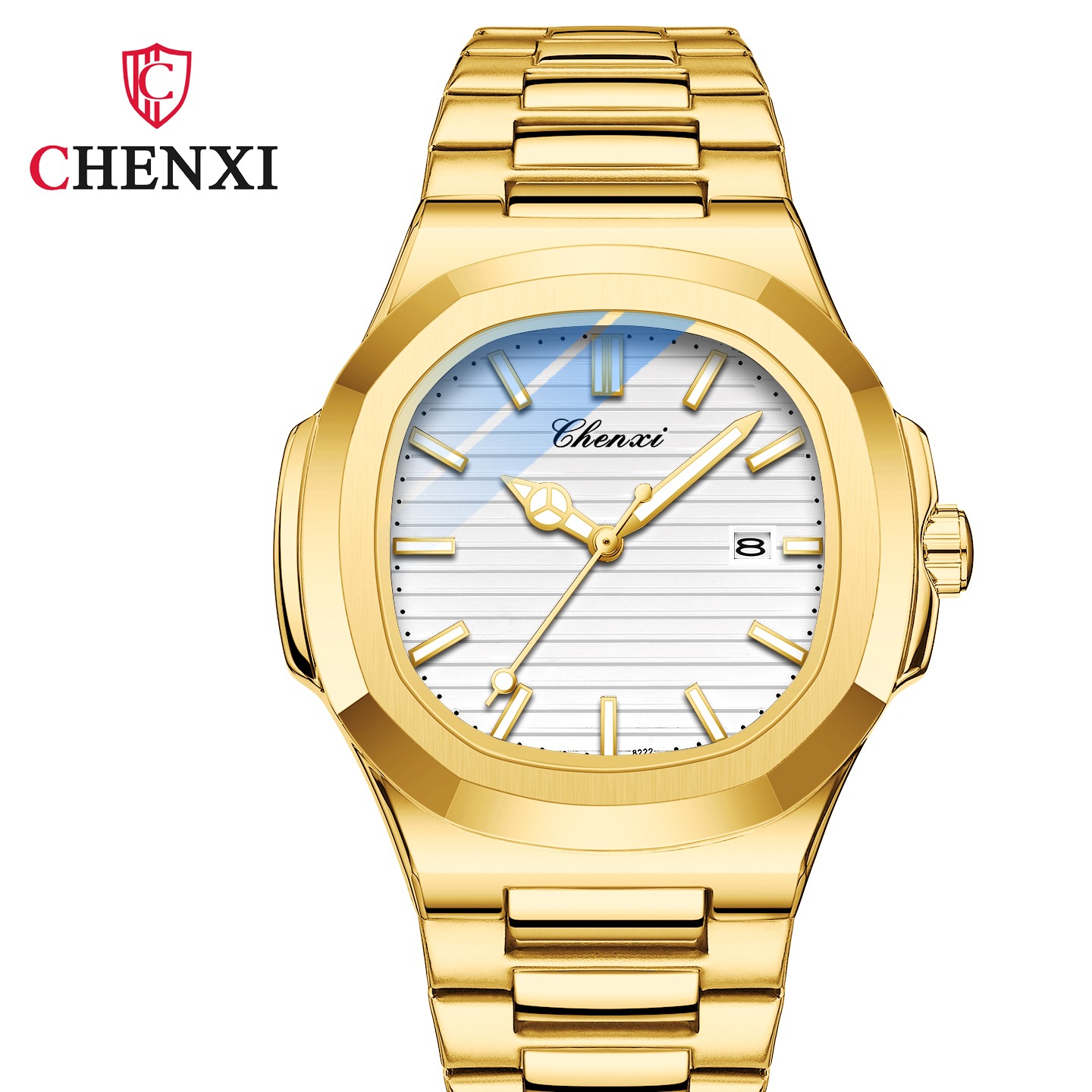 ساعت مچی مردانه چنکسی مدل CHENXI 8222 استیل طلایی