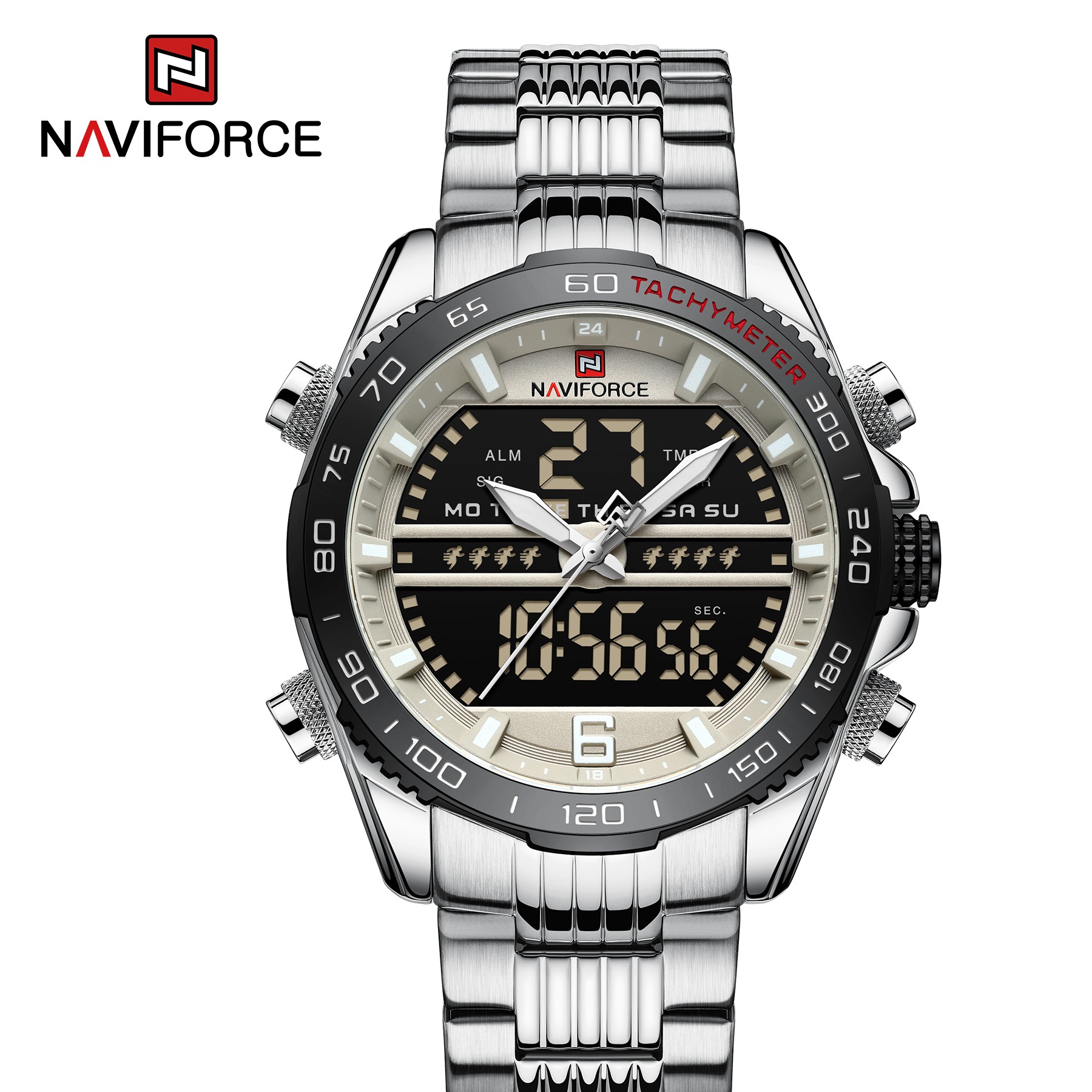 ساعت مچی مردانه نیوی فورس مدل naviforce 9195 نقره ای
