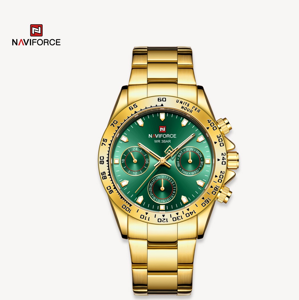 ساعت مچی مردانه نیوی فورس مدل naviforce 9193 طلایی سبز