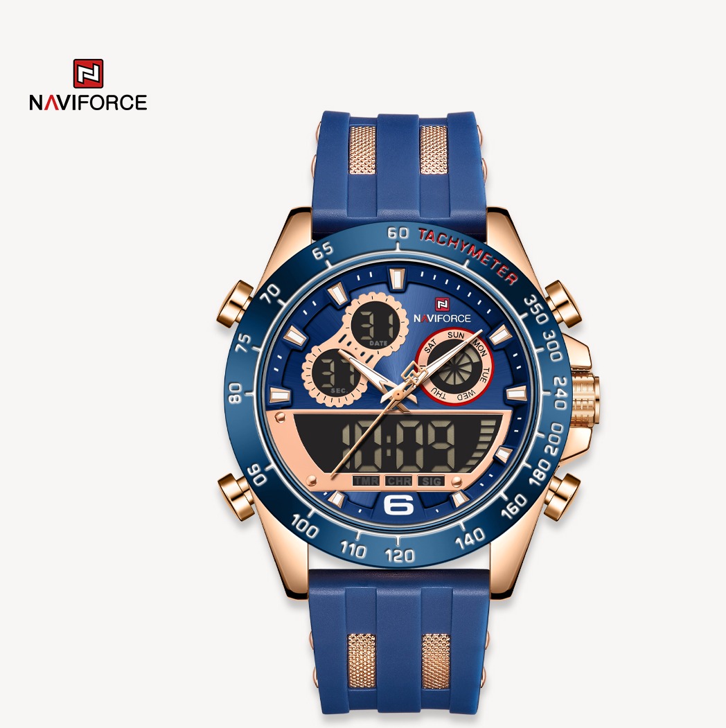 ساعت مچی مردانه نیوی فورس سیلیکون مدل naviforce 9188 آبی