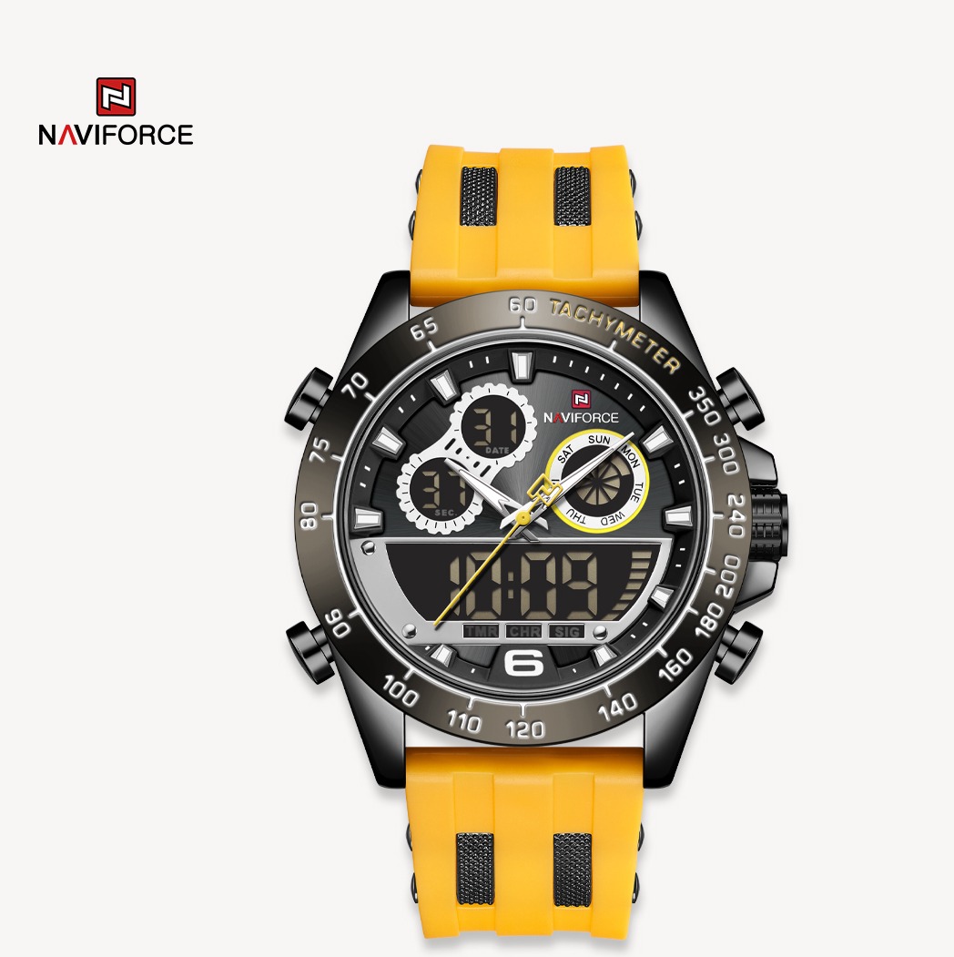 ساعت مچی مردانه سیلیکون مدل naviforce 9188 زرد