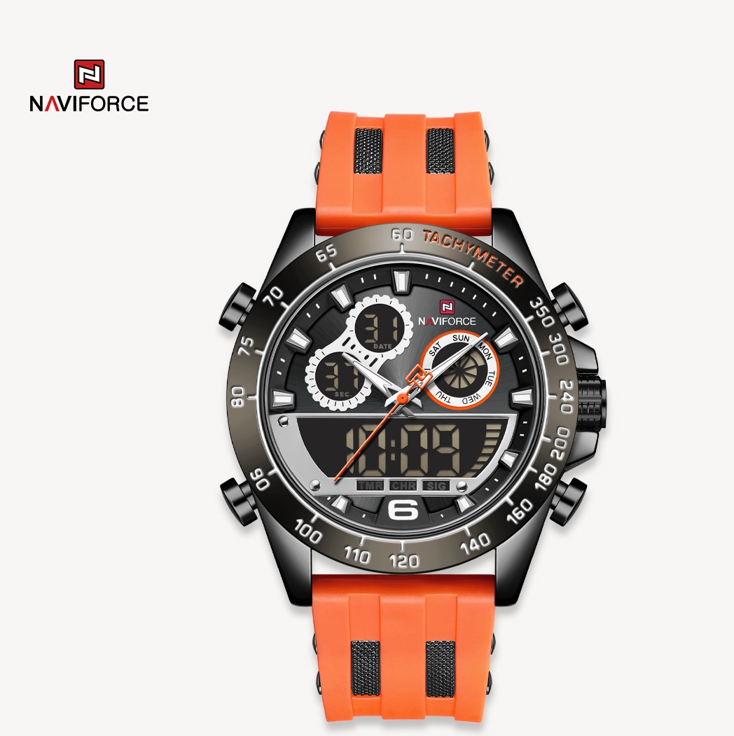 ساعت مچی مردانه سیلیکون مدل naviforce 9188 نارنجی