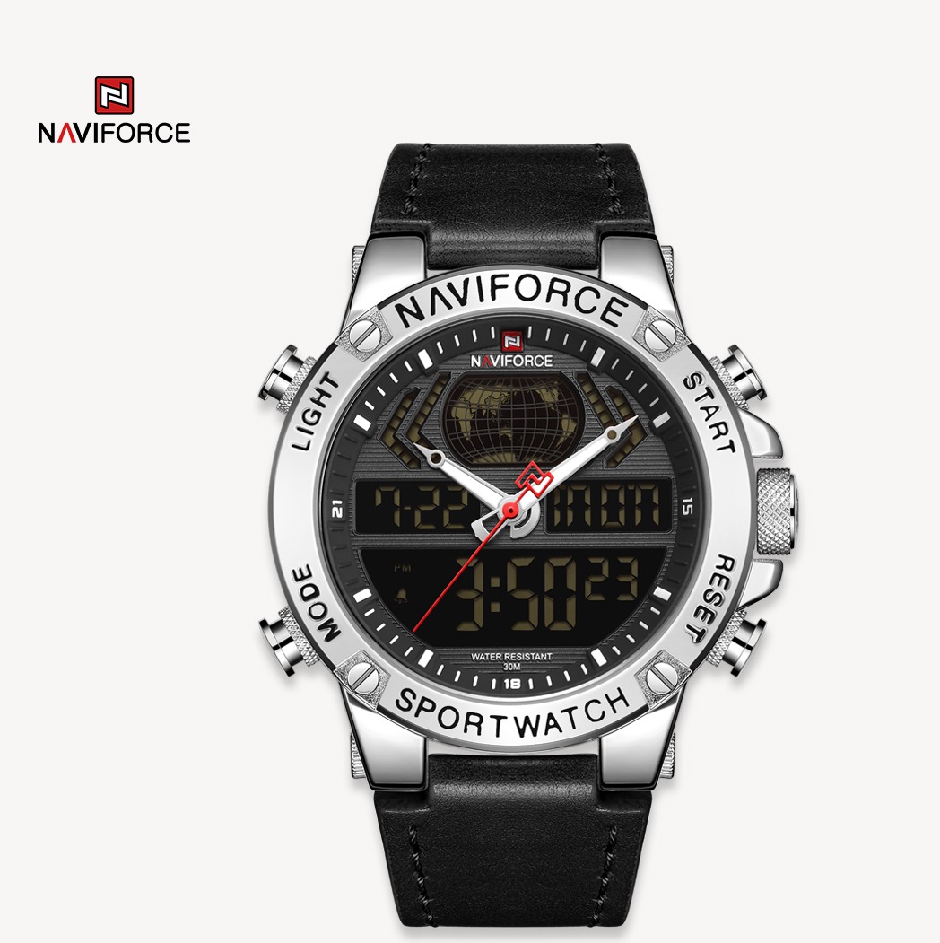 ساعت مچی مردانه نیوی فورس مدل naviforce 9164 نقره ای مشکی