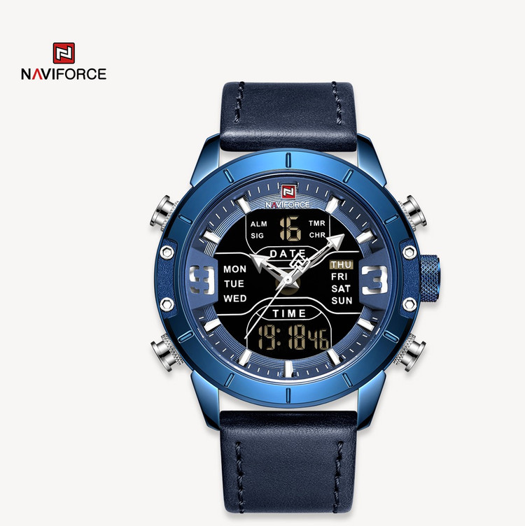 ساعت مچی مردانه نیوی فورس چرمی مدل Naviforce 9153 آبی