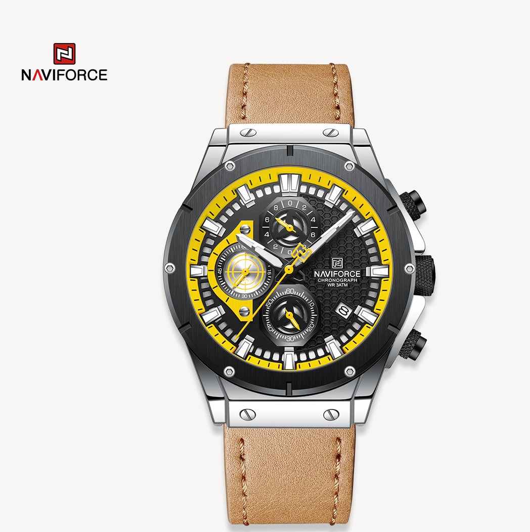 ساعت مچی مردانه نیوی فورس چرم مدل Naviforce 8027 قهوه ای